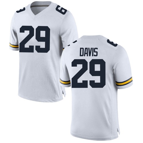 Jared Davis Michigan Wolverines Men's NCAA #29 White Replica Brand Jordan College Stitched Football Jersey FPO3054RY